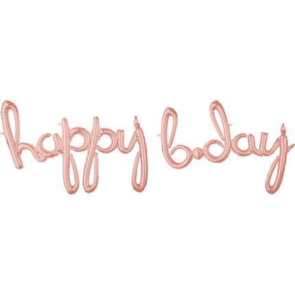 Feestbazaar Folieballonnen 'Happy Bday' Rosé Goud