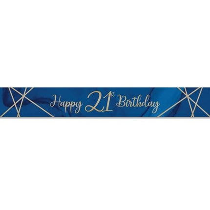 Feestbazaar Foliebanner 21 Jaar Navy Blauw/Goud (275cm)