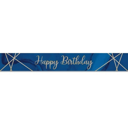Feestbazaar Foliebanner Happy Birthday Navy Blauw/Goud (275cm)