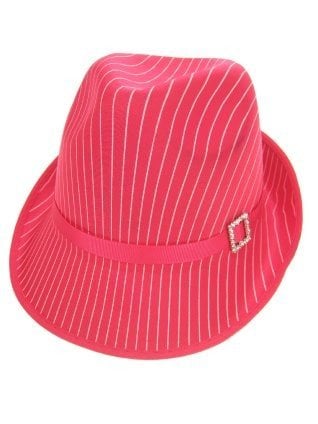 Feestbazaar Gangsterhoed streep glans pink