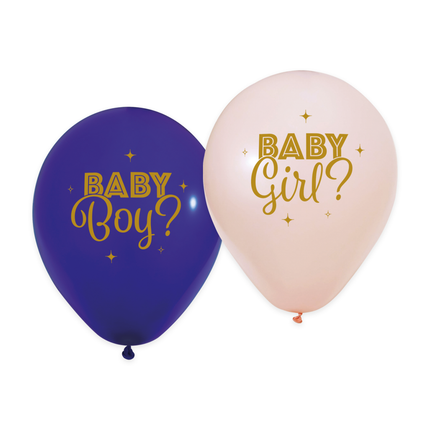 Feestbazaar Gender Reveal Ballonnen Blauw Roze 30cm (8st)
