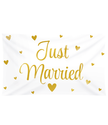 Feestbazaar Gevelvlag Just Married (150x90cm)