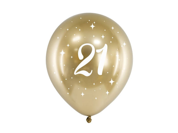 Feestbazaar Glossy Ballonnen 21 goud (6st)