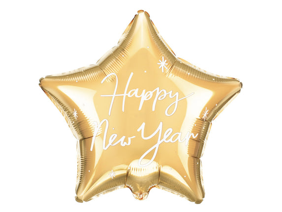 Feestbazaar Gouden Folie Ballon Ster Happy New Year (45cm)