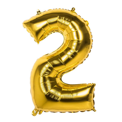 Feestbazaar Gouden Folieballon Cijfer 2 - 86 cm