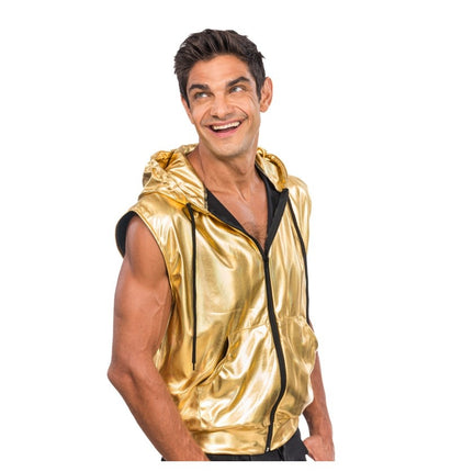 Feestbazaar Gouden Mouwloos Jasje Met Capuchon