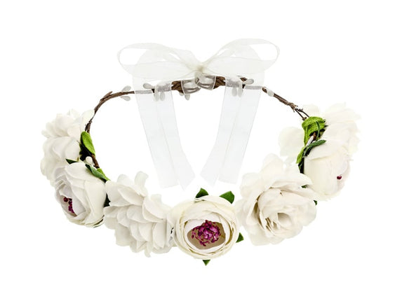 Feestbazaar Haarband Bloemen Wit