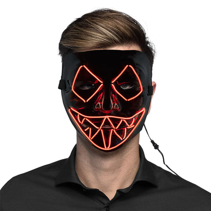 Feestbazaar Halloween LED masker Killer Smile Rood