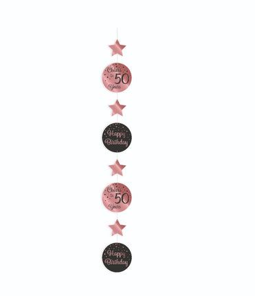 Feestbazaar Hangdecoratie 50 Jaar Roségoud/Zwart (1,2m)