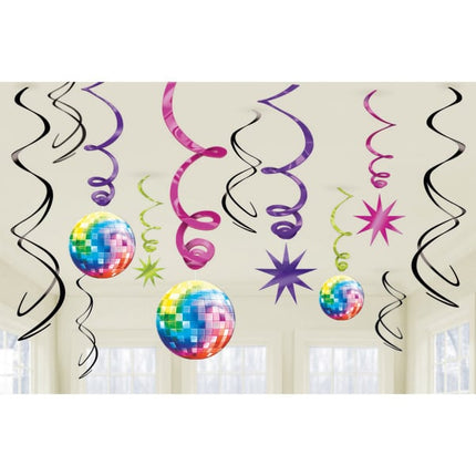 Feestbazaar Hangdecoratie Swirls 70's Disco (12st)