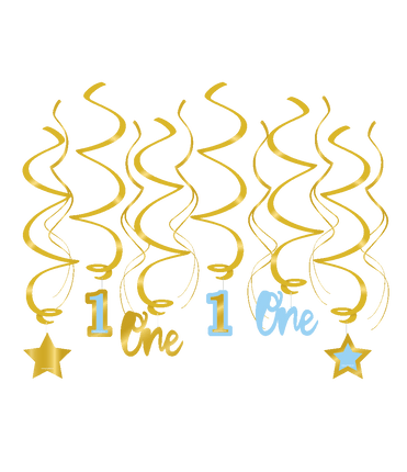 Feestbazaar Hangdecoratie Swirls Verjaardag Jongen 1 Jaar