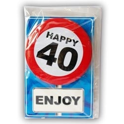 Feestbazaar Happy Age Kaart Button - 40 Jaar