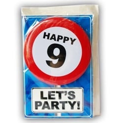 Feestbazaar Happy Age Kaart Button - 9 Jaar