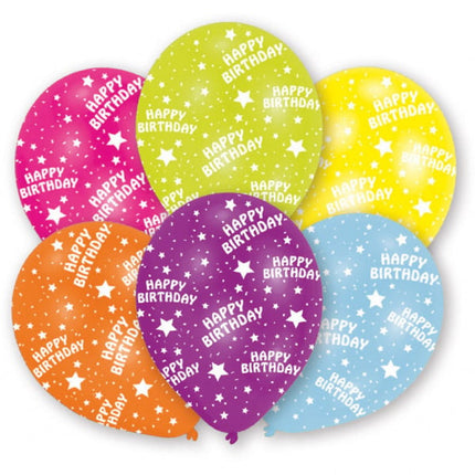 Feestbazaar Happy Birthday Ballonnen Kleurenmix - 6 Stuks