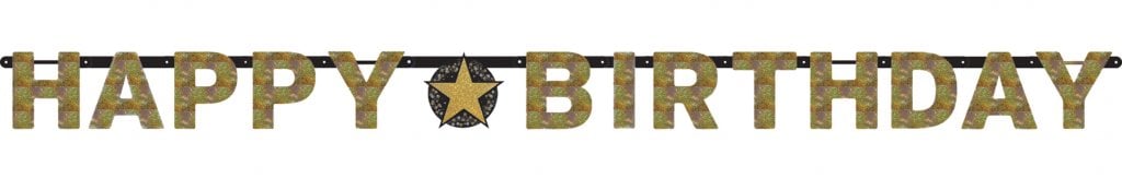 Feestbazaar Happy Birthday letterslinger sparkling goud