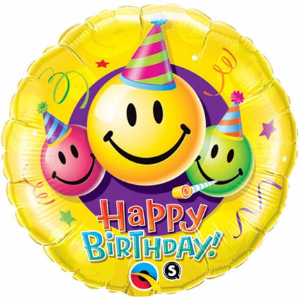 Feestbazaar Happy Birthday Smiley Faces Folieballon