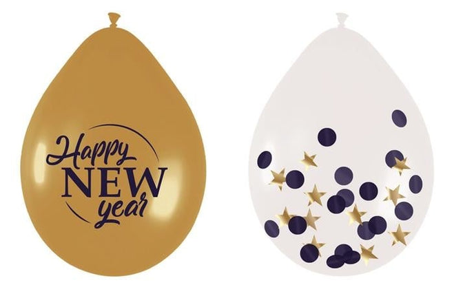 Feestbazaar Happy New Year Glossy Ballonnen Mix (6st)