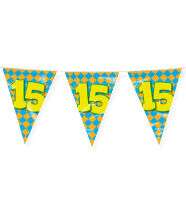 Feestbazaar Happy Verjaardag Vlaggenlijn 15 Jaar (10m)