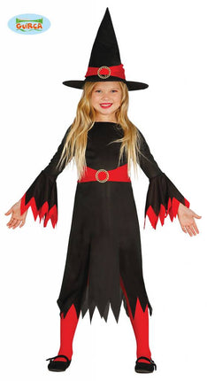 Feestbazaar Heksje zwart/rood kind