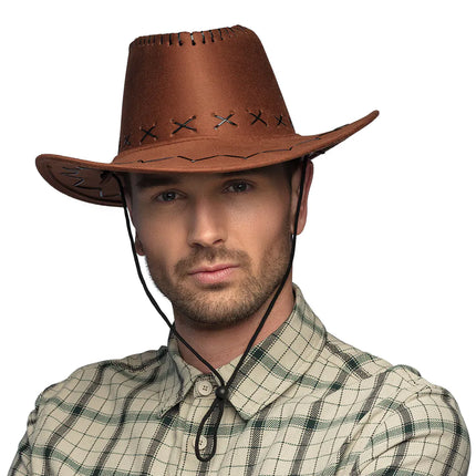 Feestbazaar Hoed Cowboy Elroy bruin lederlook