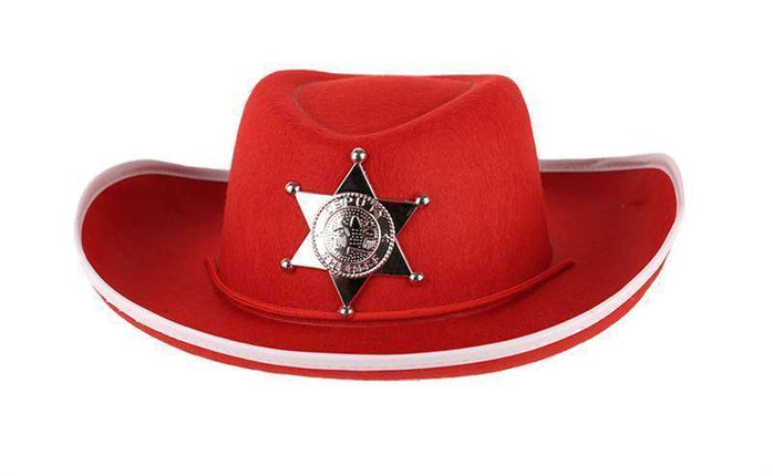 Feestbazaar Hoed Vilt Sheriff rood junior 55 cm