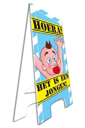 Feestbazaar Hoera het is een jongen waarschuwingsbord