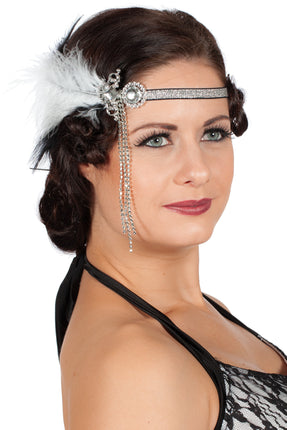 Feestbazaar Hoofband Charleston Met Witte Veer