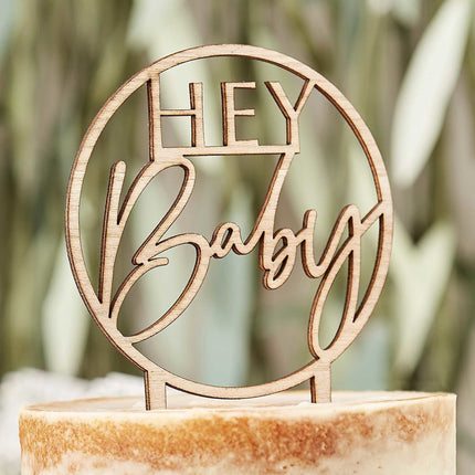 Feestbazaar Houten Taarttopper ''Hey Baby''