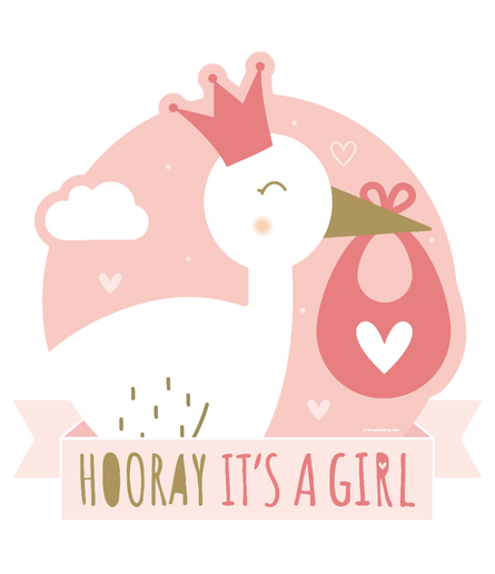 Feestbazaar Huldeschild Hooray It's a Girl (50x50cm)