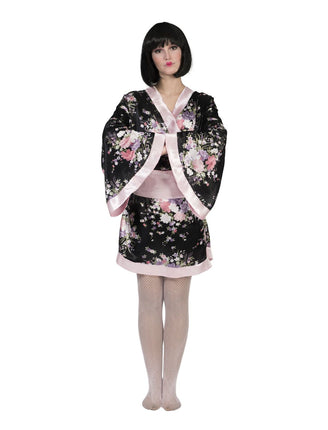 Feestbazaar Japanse Kimono Zwart/Roze Dames Kiwi