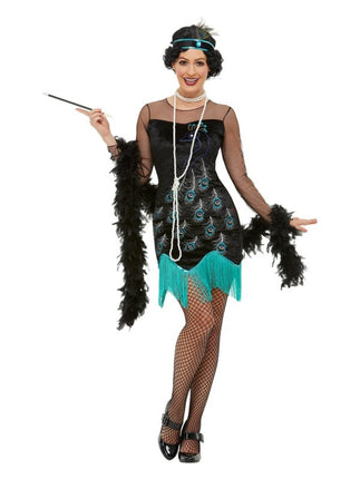 Feestbazaar Jaren 20 flapper kostuum pauw