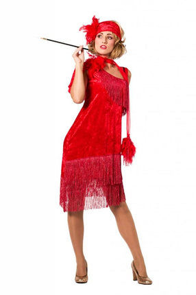 Feestbazaar Jaren 20 kostuum rood de luxe