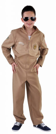 Feestbazaar Jet Fighter Straaljager pak kind camel