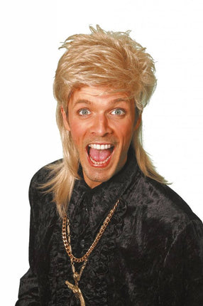 Feestbazaar Johnny Tokkie pruik deluxe blond
