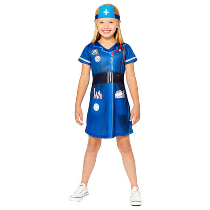 Feestbazaar Jurkje Verpleegster Kind Blauw