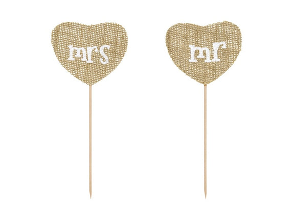 Feestbazaar Jute Cake Topper Mr & Mrs