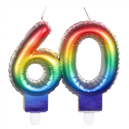 Feestbazaar Kaarsje Regenboog Cijfer 60