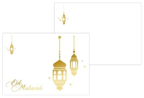 Feestbazaar Kaart Eid Mubarak - Wit/Goud
