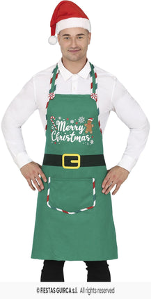 Feestbazaar Kerst Schort Elf Merry Christmas Groen