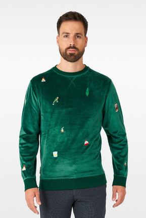 Feestbazaar Kerst Sweater Groen X-Mas Icons Opposuits Deluxe