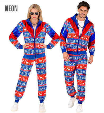 Feestbazaar Kerst Trainingspak Rood Blauw Unisex