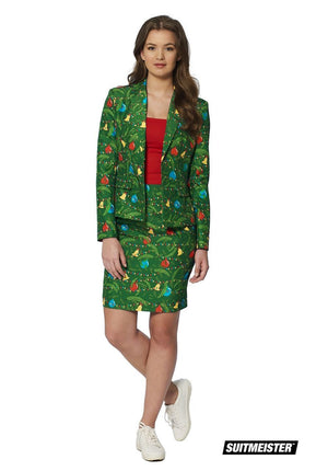 Feestbazaar Kerstboom Mantelpak Dames groen