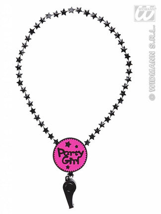 Feestbazaar Ketting met fluitje partygirl
