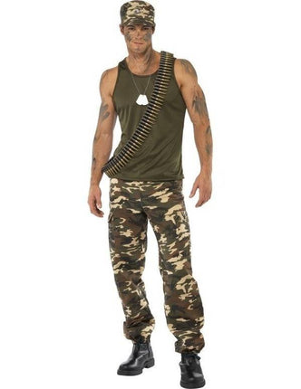 Feestbazaar Khaki Camo leger kostuum man