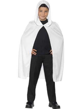 Feestbazaar Kindercape met capuchon wit