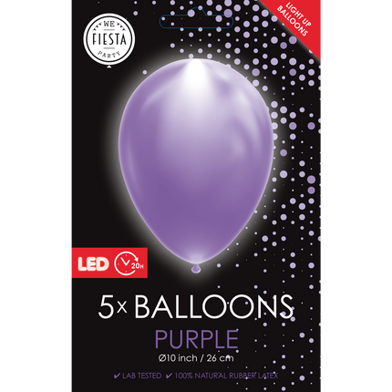 Feestbazaar LED Ballonnen Paars (5st)