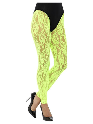 Feestbazaar Legging Neon Groen Kant