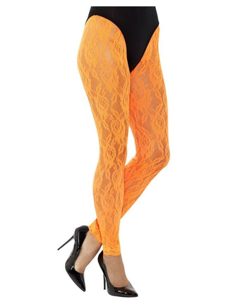 Feestbazaar Legging Neon Oranje Kant