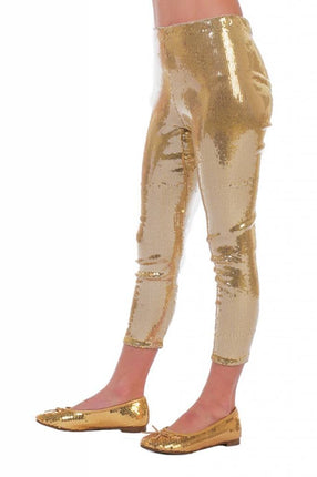 Feestbazaar Legging pailletten goud kind