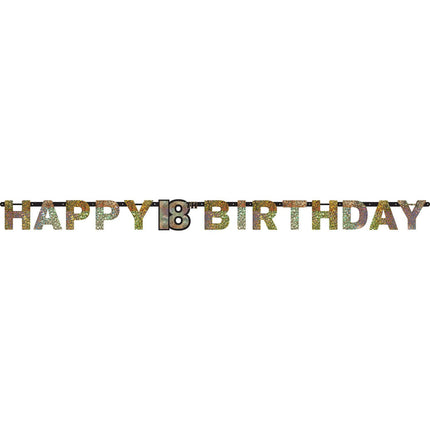 Feestbazaar Letterbanner 18 Jaar Glitter Goud